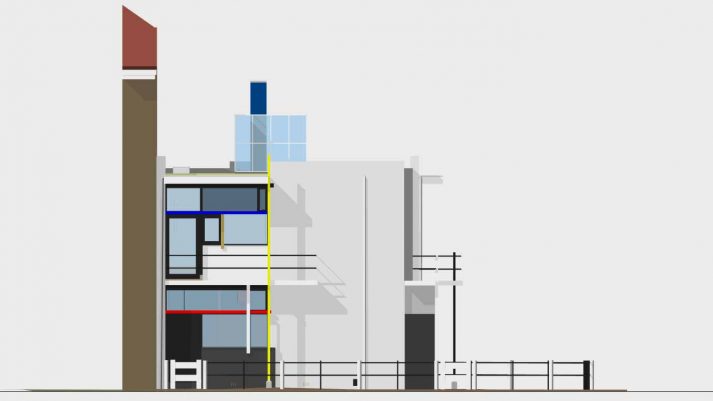 Vooraanzicht 3D model Rietveld Schröderhuis Utrecht