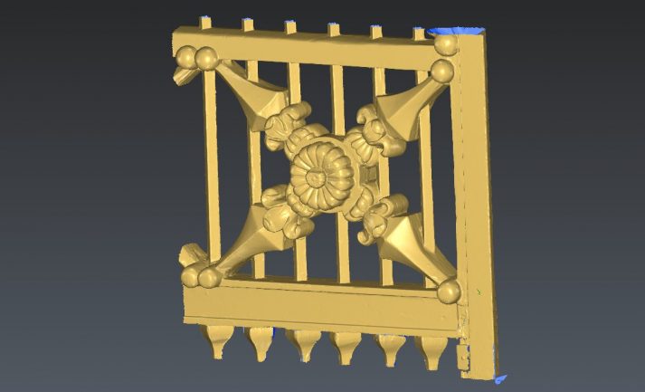 monumentaal detail houten poort precisie scanner