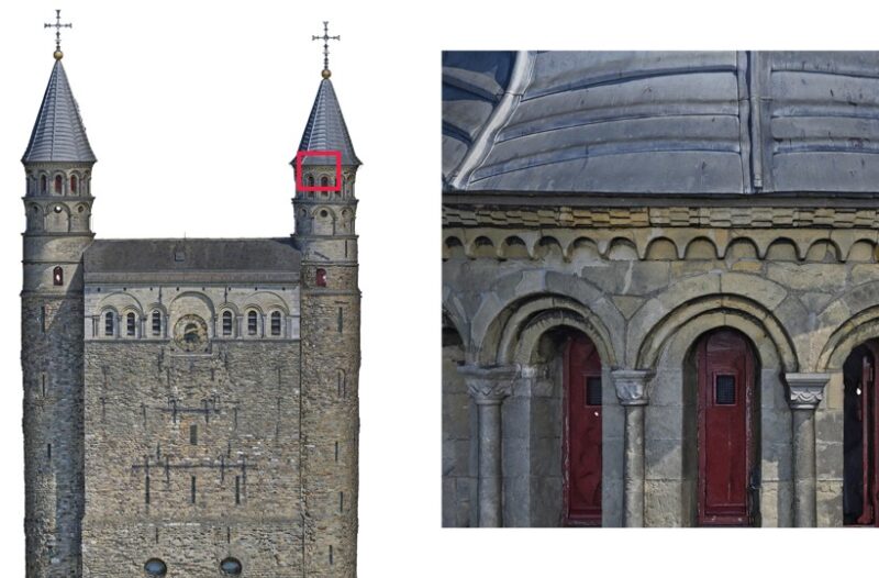 kerktoren pointcloud en mesh orthofoto